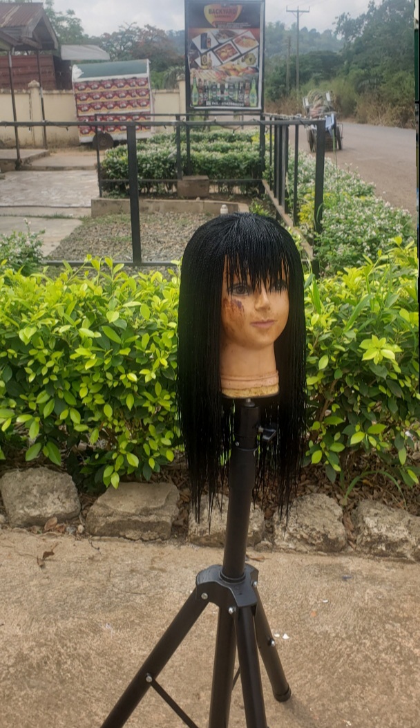 Hand-Braided Micro Twist Bob Wig with Bangs