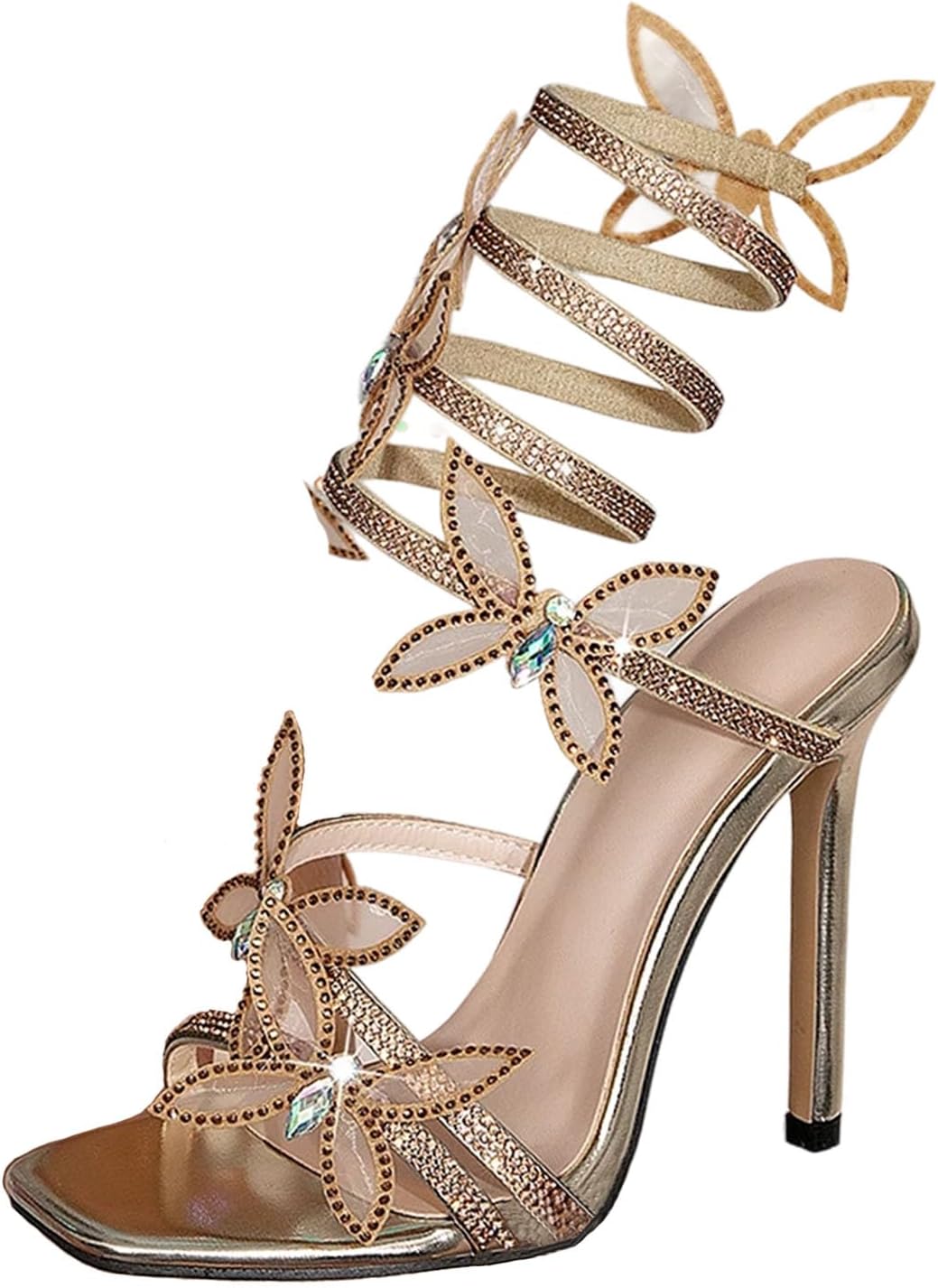 Rhinestone Butterfly Wrap Silottle Heel