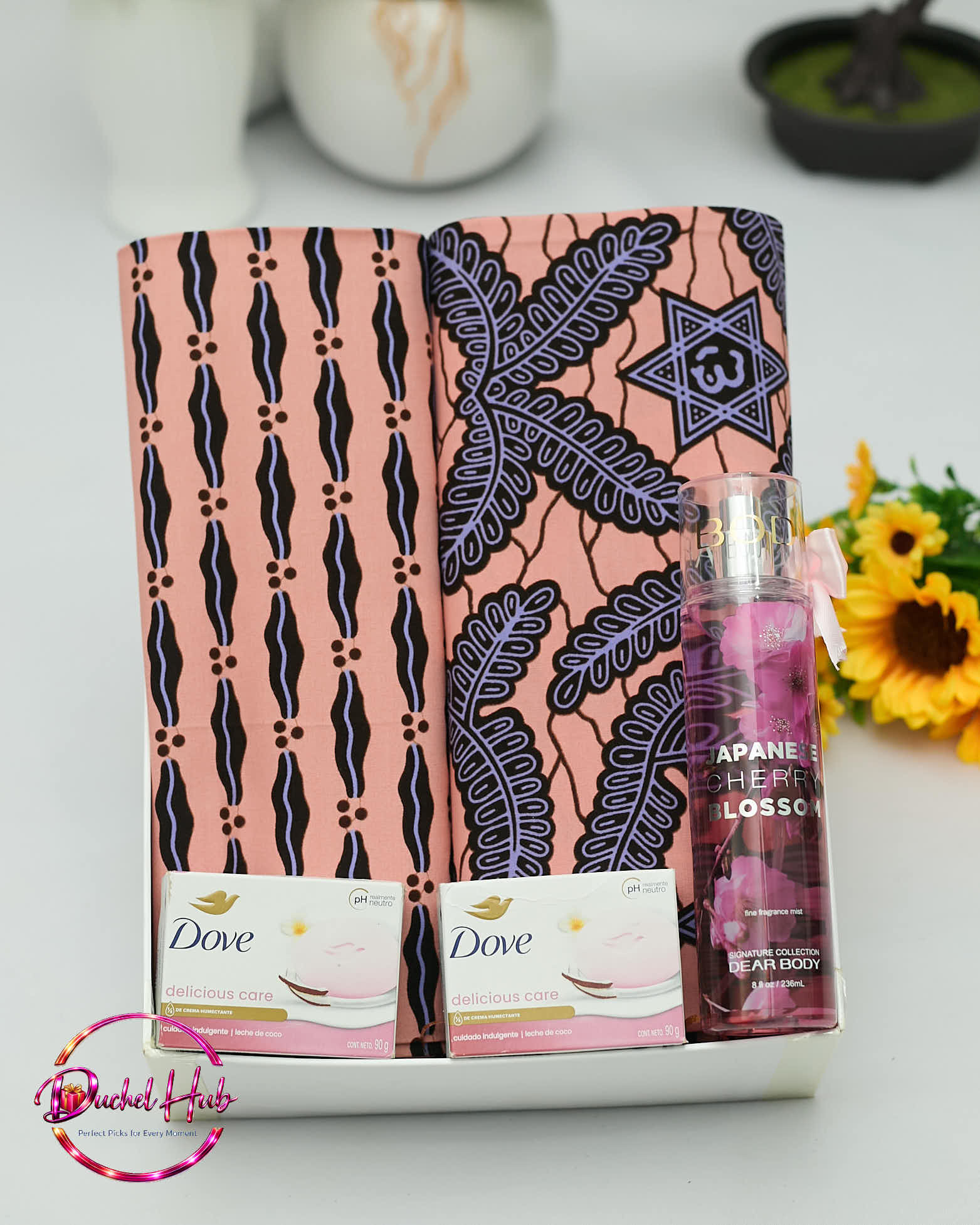 Luxury Gift Set: Ankara Fabric, Fragrance &amp; Jewelry/Beauty bar soap