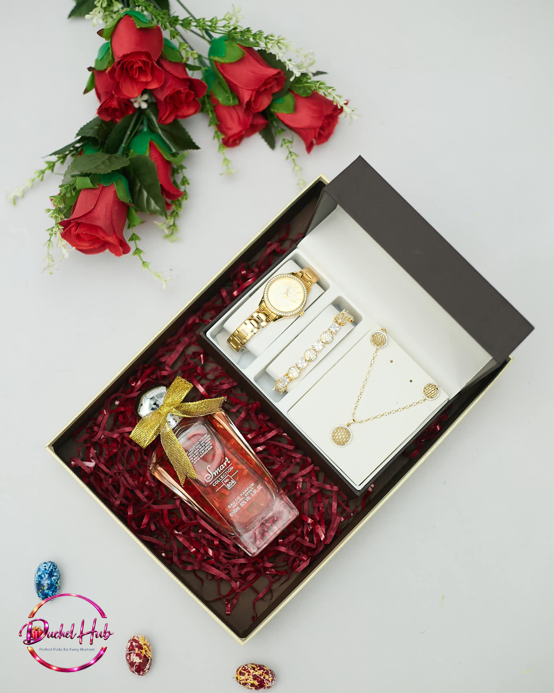 Luxury Women’s Fabric Gift Set with Jewelry and Watch