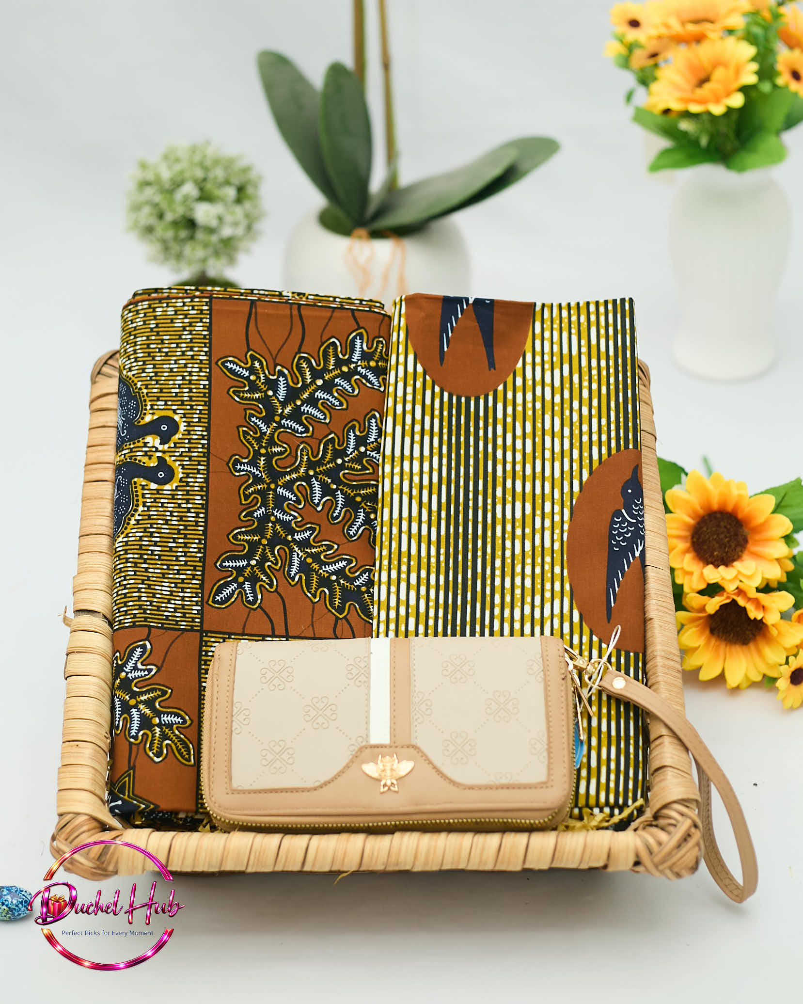 Stylish African Print Fabric &amp; Designer Clutch Gift Set