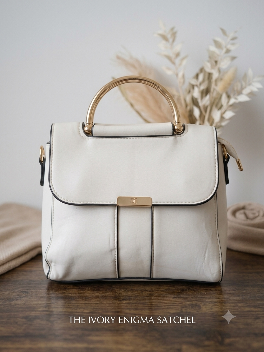 Ivory Enigma Satchel - Chic Top Handle Crossbody Bag