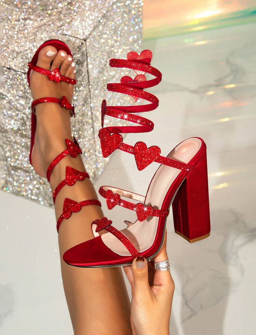 ladies love glitter chunky heel