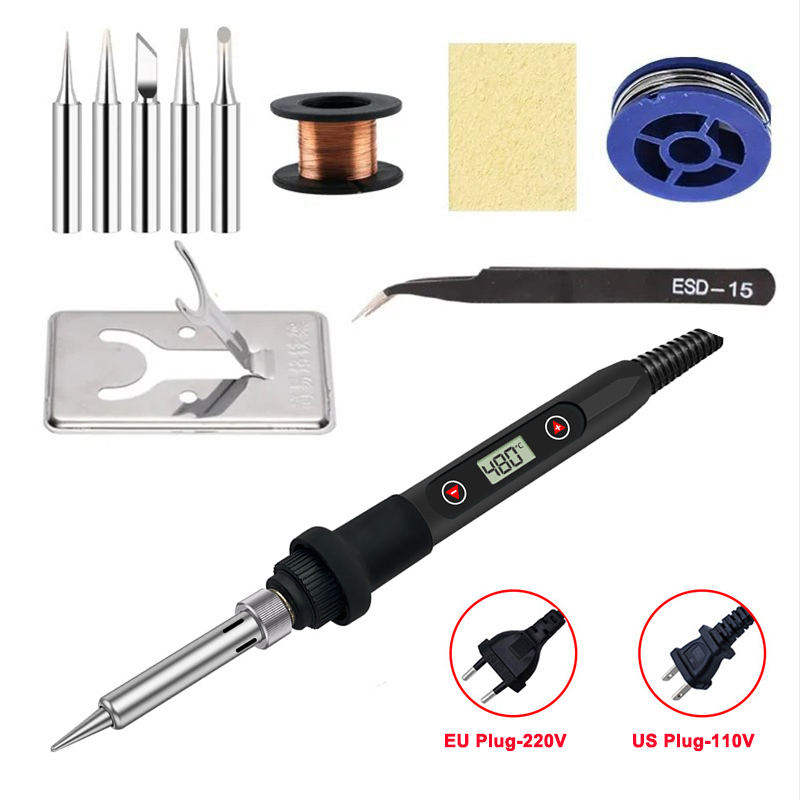 80W Digital Soldering Iron Kit - Temp Control &amp; ESD Tools