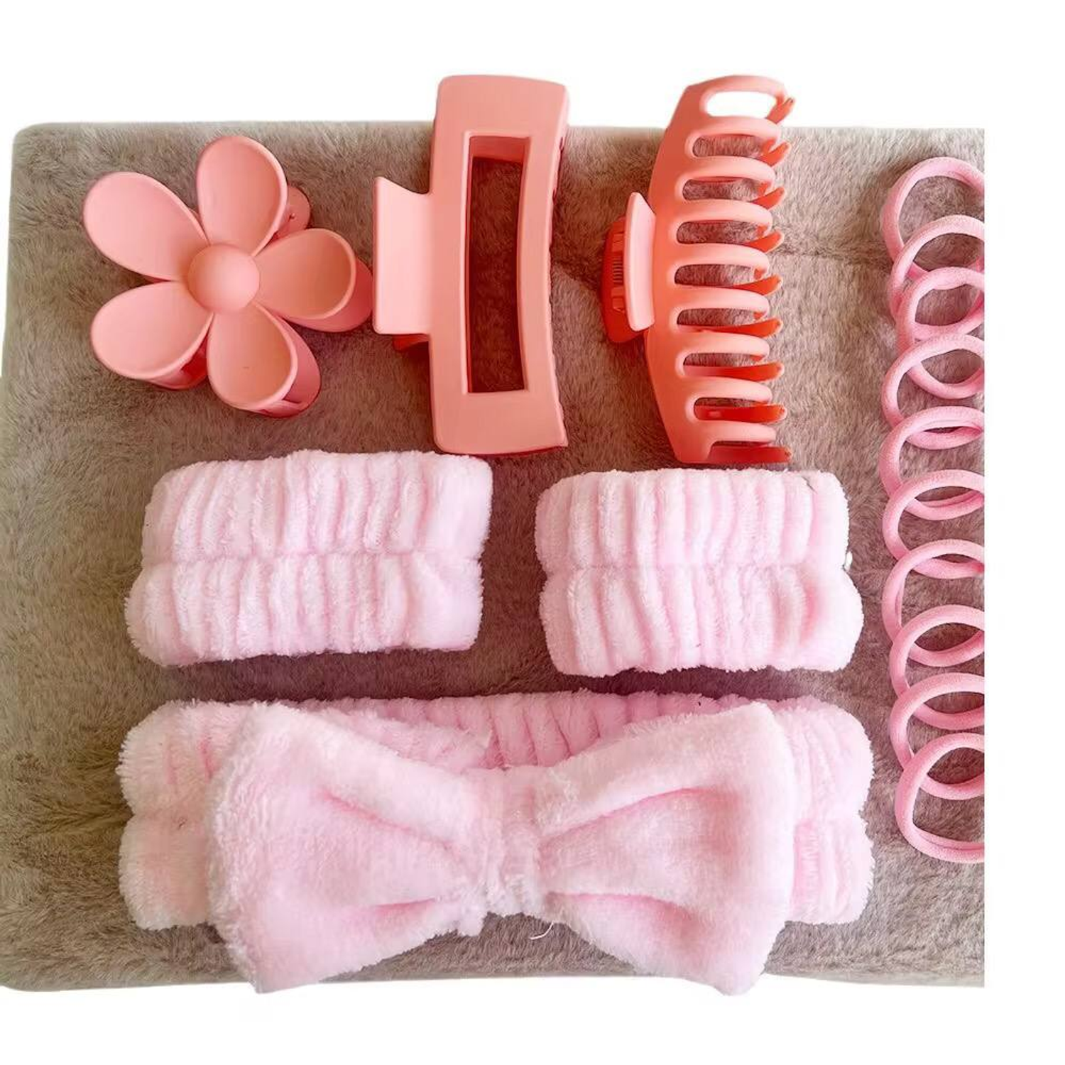 16-Piece Hair Accessories (Headband, Clips, Wristbands &amp; Hair Ties) (Peach)