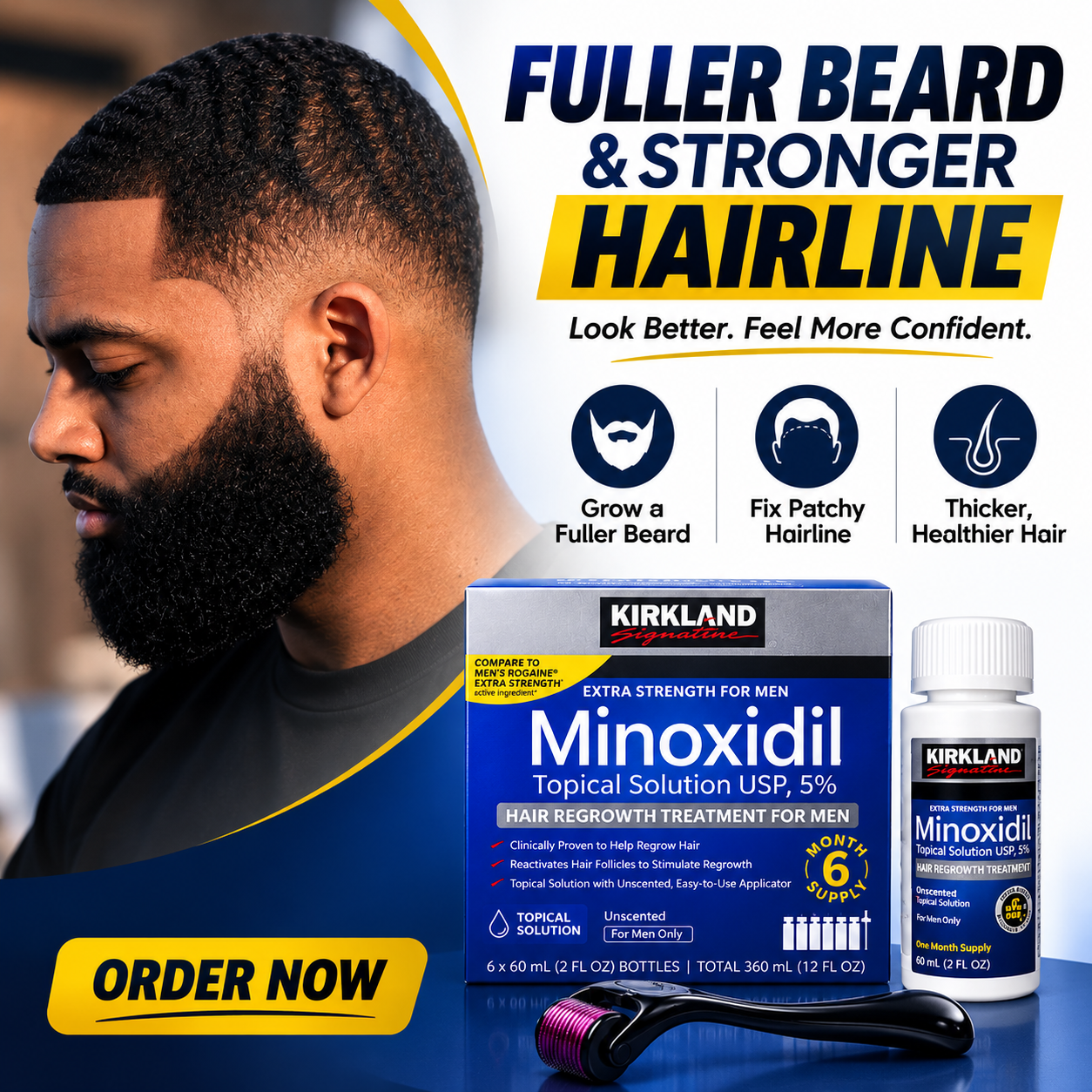 Kirkland Minoxidil 5% + Derma Roller