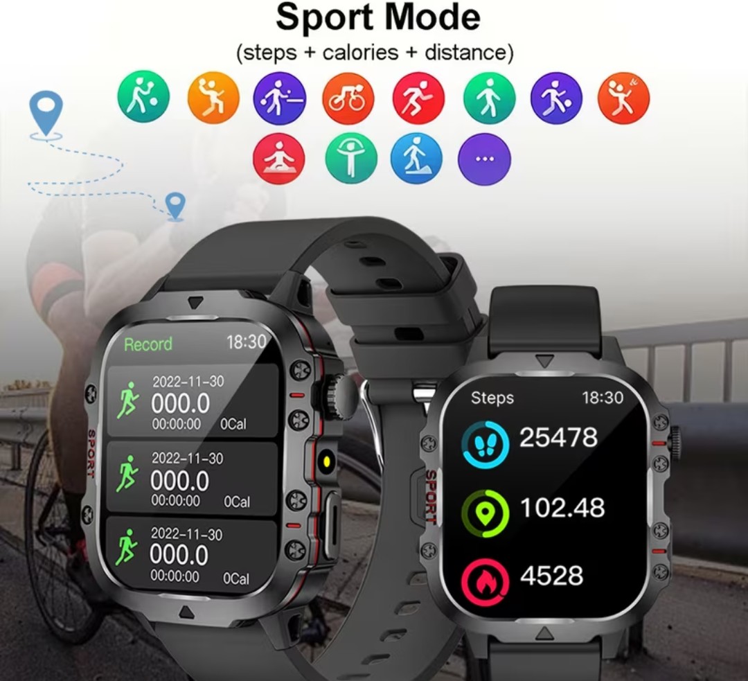Sport Smartwatch with Calls, Flashlight &amp; Dialer