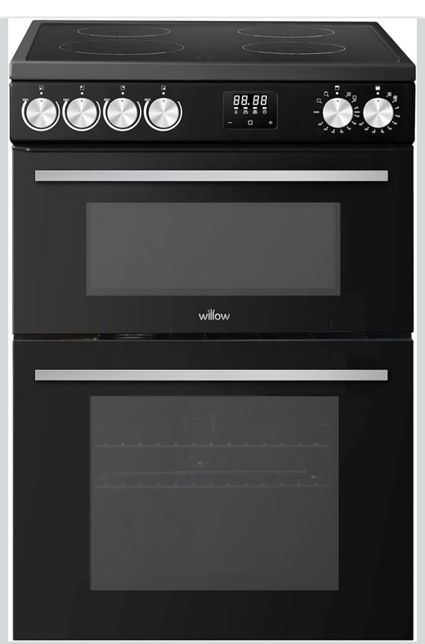 Willow Wdoc60tbl 60cm Electric Double Oven Cooker With Ceramic Hob