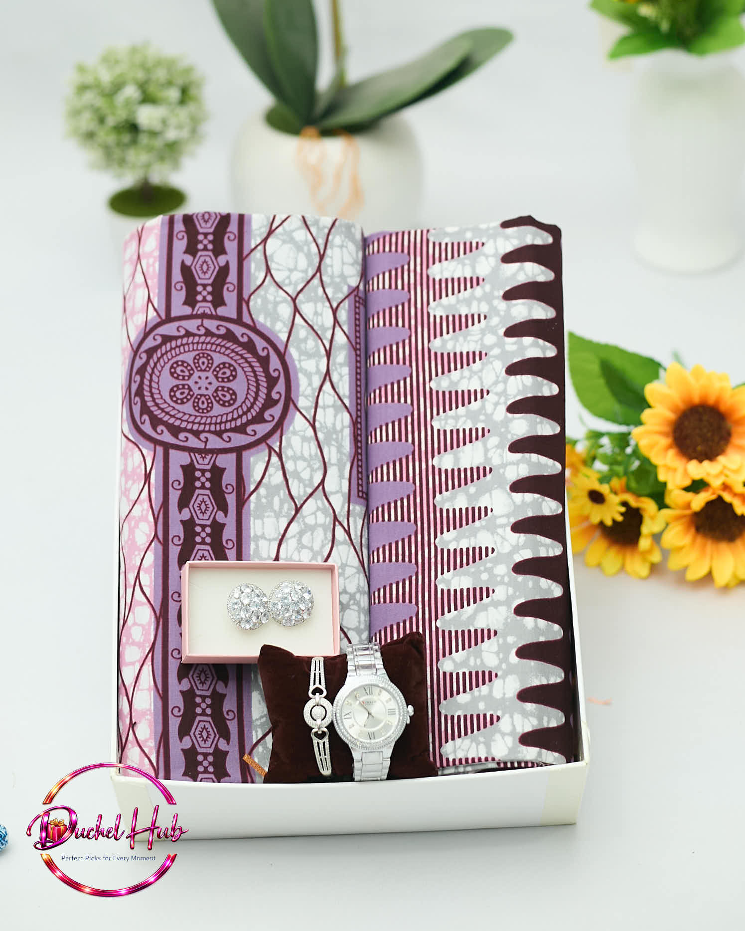 Luxury Women’s Fabric Gift Set with Jewelry and Watch