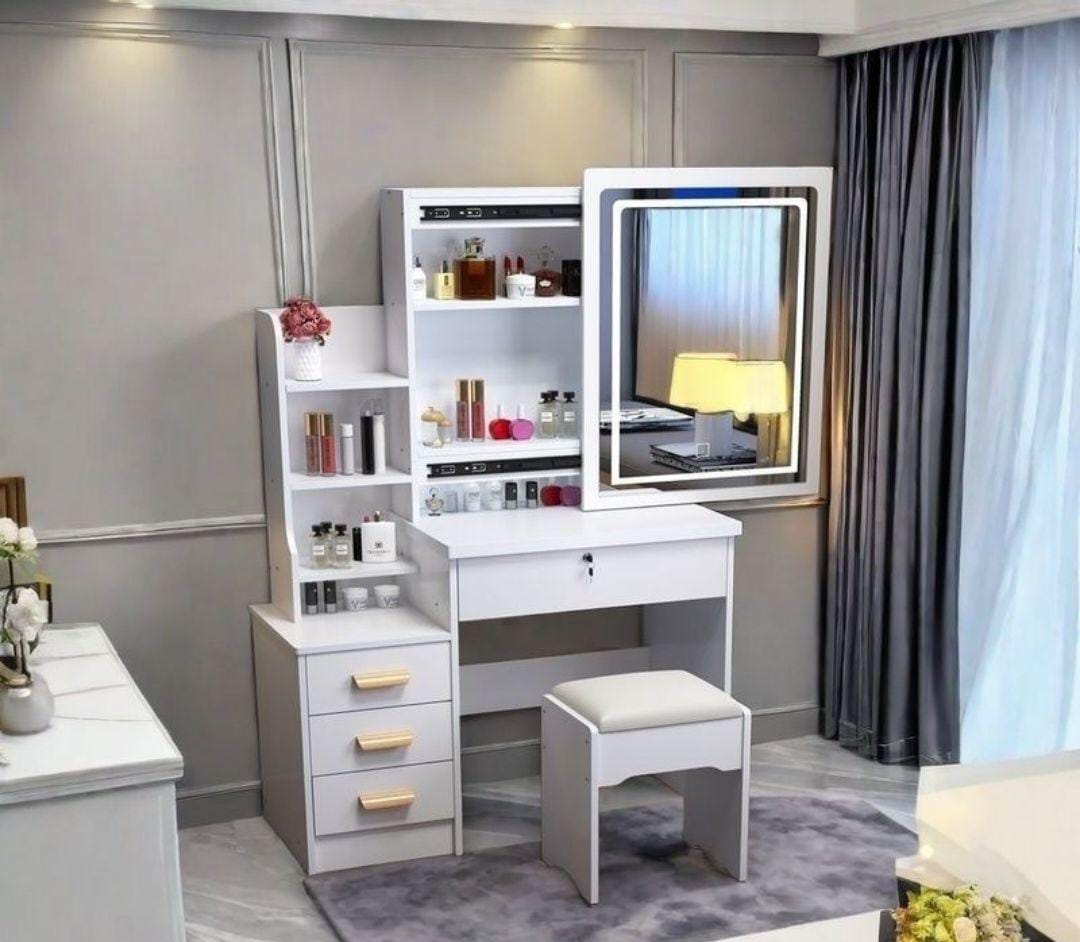Elegant Wooden dressing Table With Led Mirror