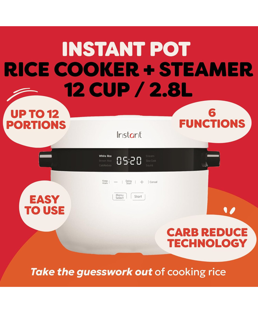 Instant Pot Electric Rice Cooker Steamer, 2.8l (12 Cup