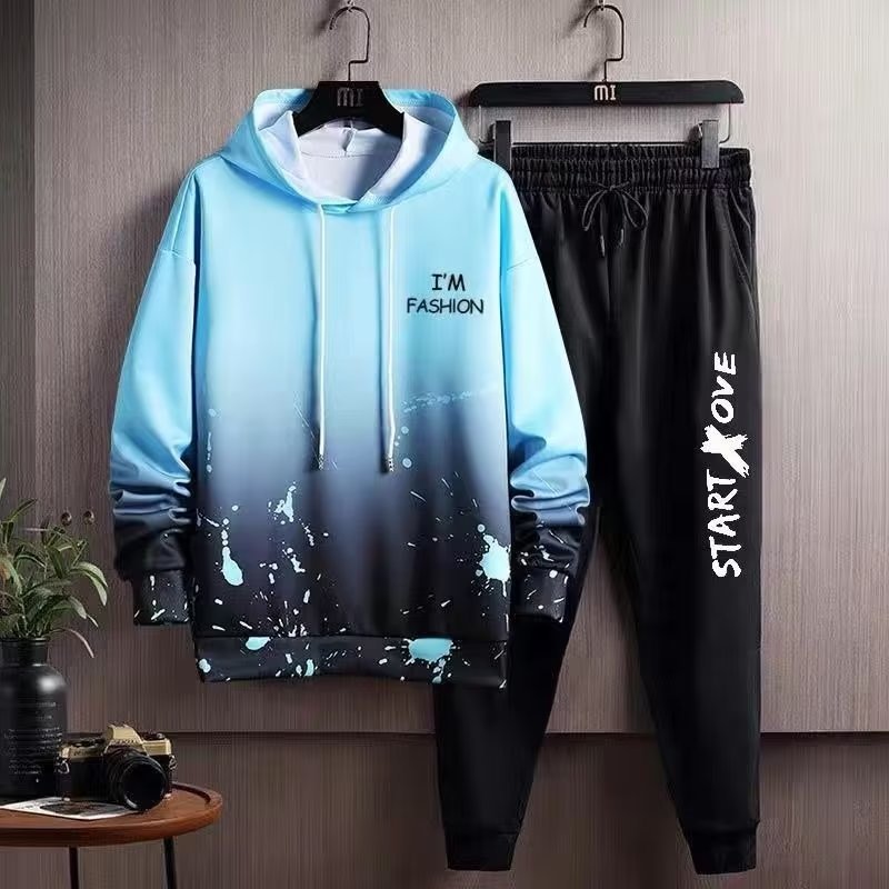 Men's 2-Piece Hoodie &amp; Joggers Set - I'M FASHION Gradient Splash Print