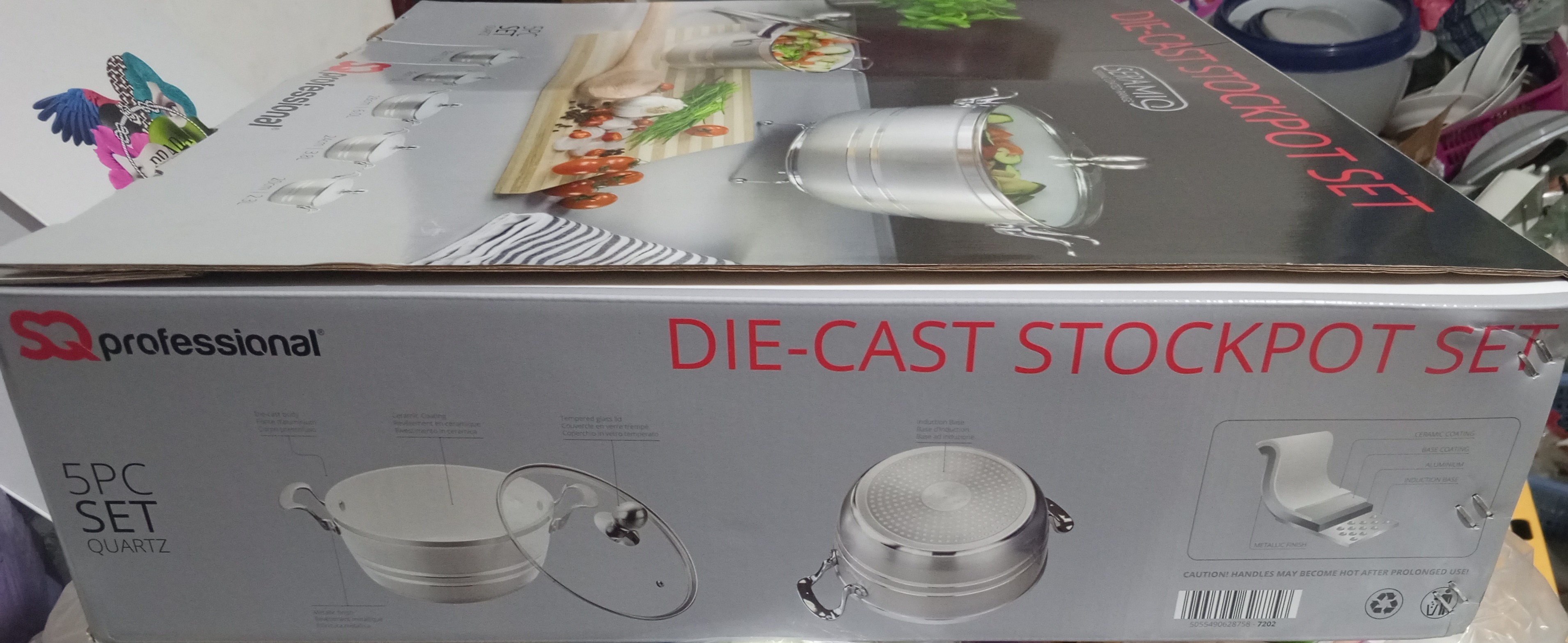 SQ Professional 5PC Die-Cast Ceramic Stockpot Set