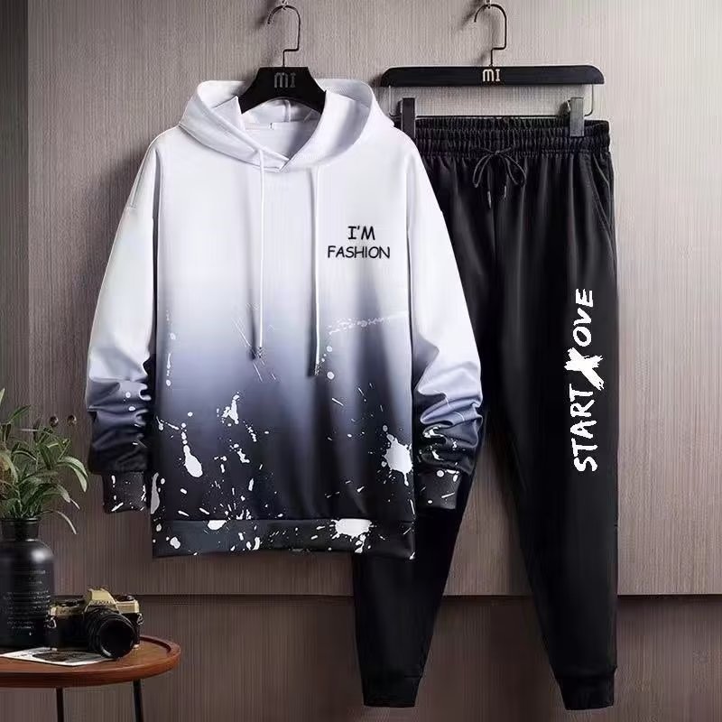 Men's 2-Piece Hoodie &amp; Joggers Set - I'M FASHION Gradient Splash Print