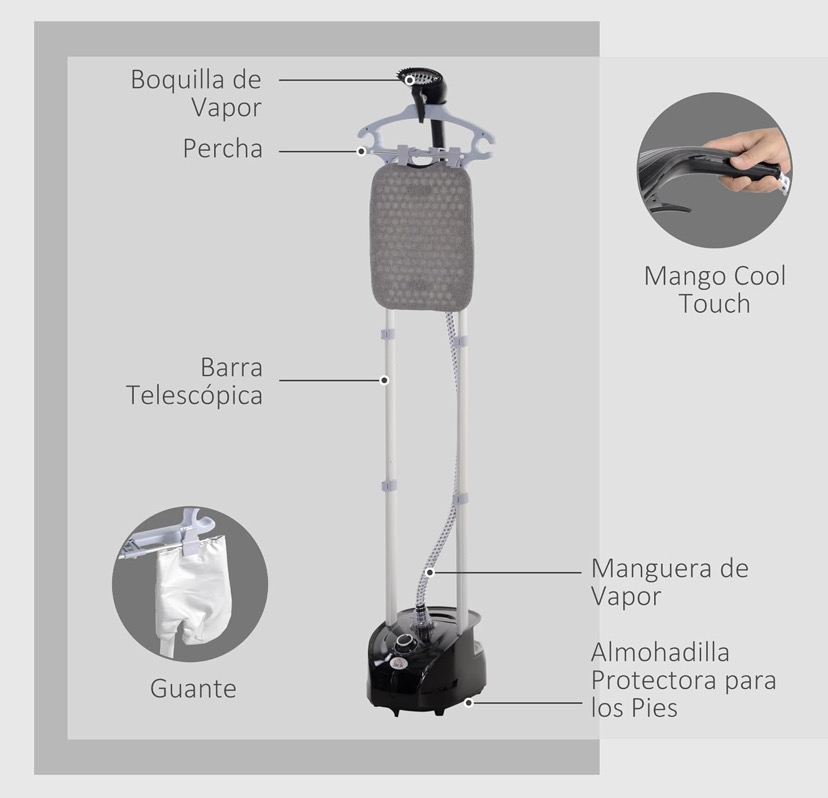 Homcom Vertical Iron 1950 W 2 L Vertical Steam Iron