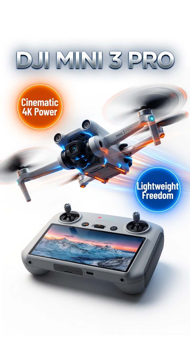 DJI Mini 3 Drone with RC Remote Controller (Ultra-Light 249g)