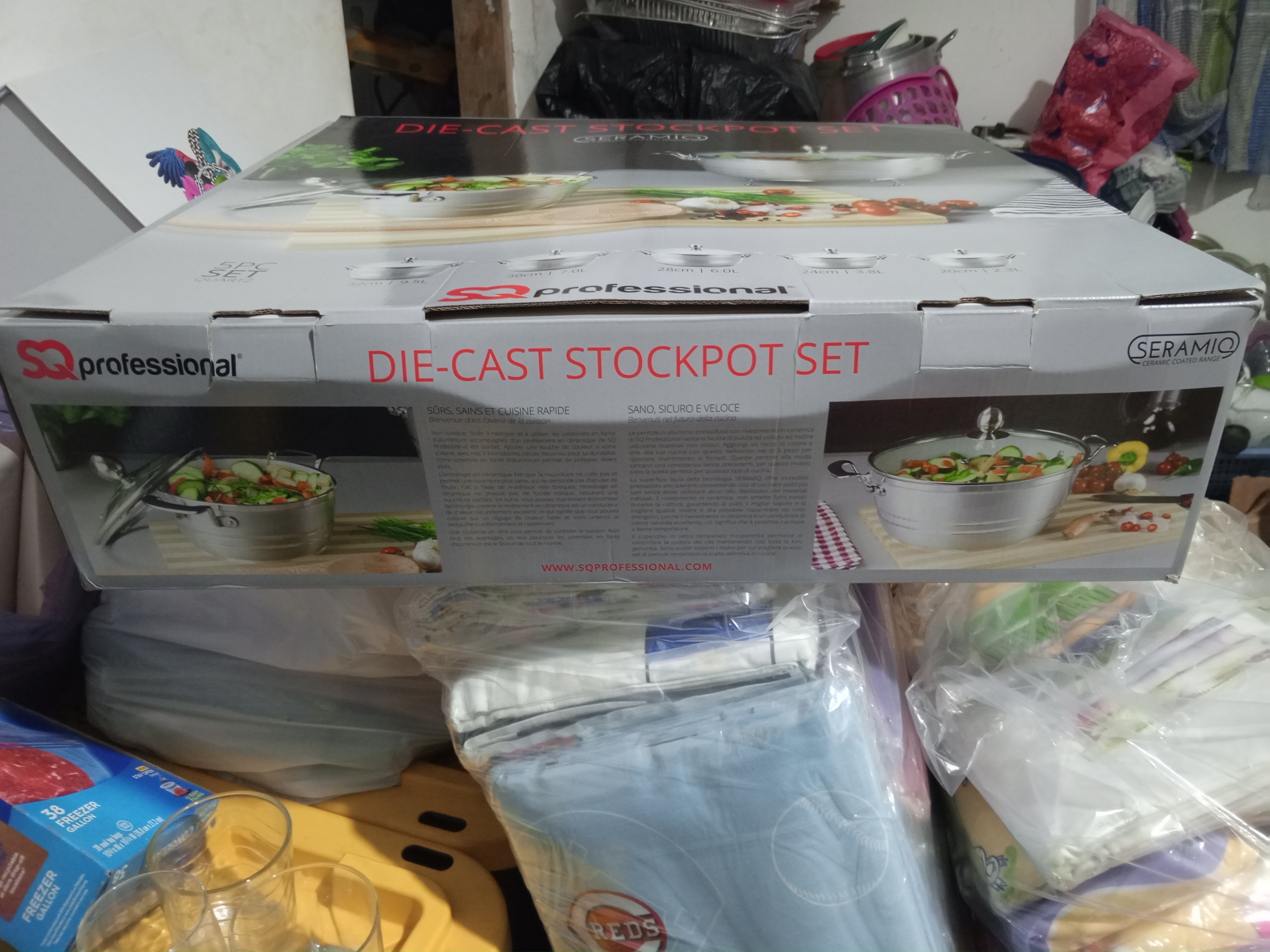 SQ Professional 5PC Die-Cast Ceramic Stockpot Set