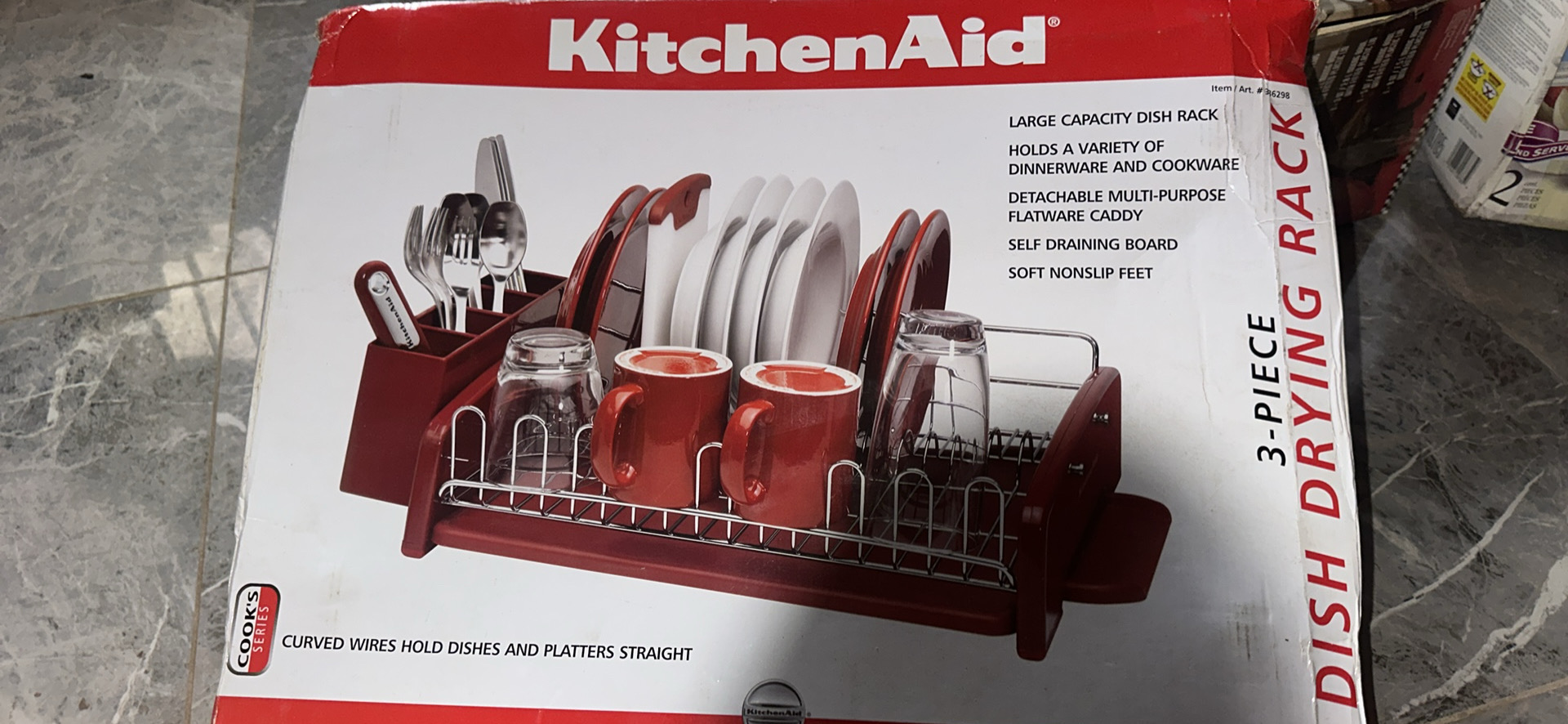 New KitchenAid 3-Pc Large Capacity Self-Draining Dish Rack
