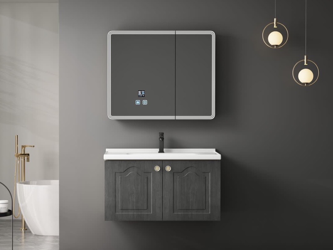 Imported cabinet basin with Led mirror complete_Cabinet basin with tap