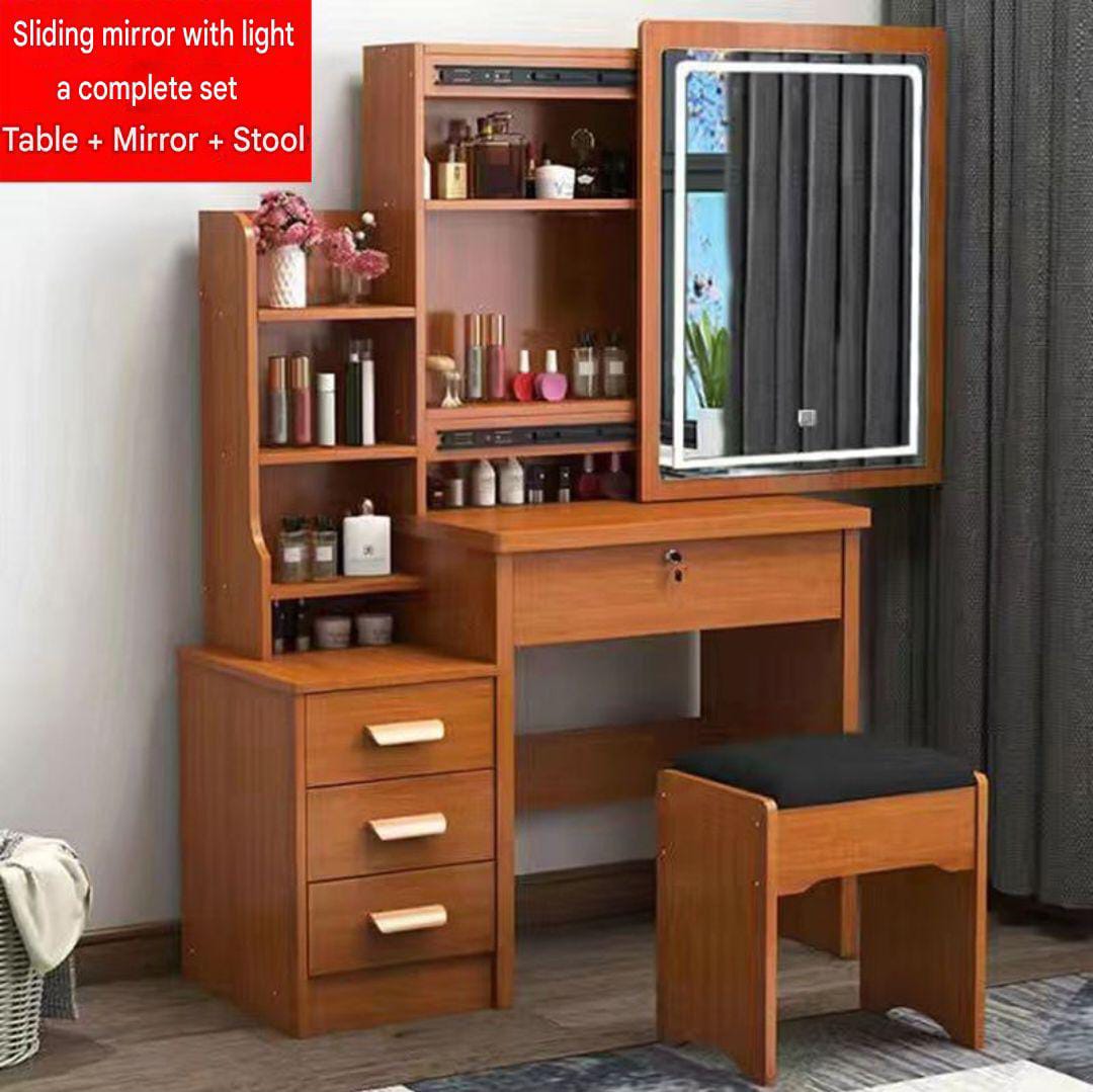 Elegant Wooden dressing Table With Led Mirror