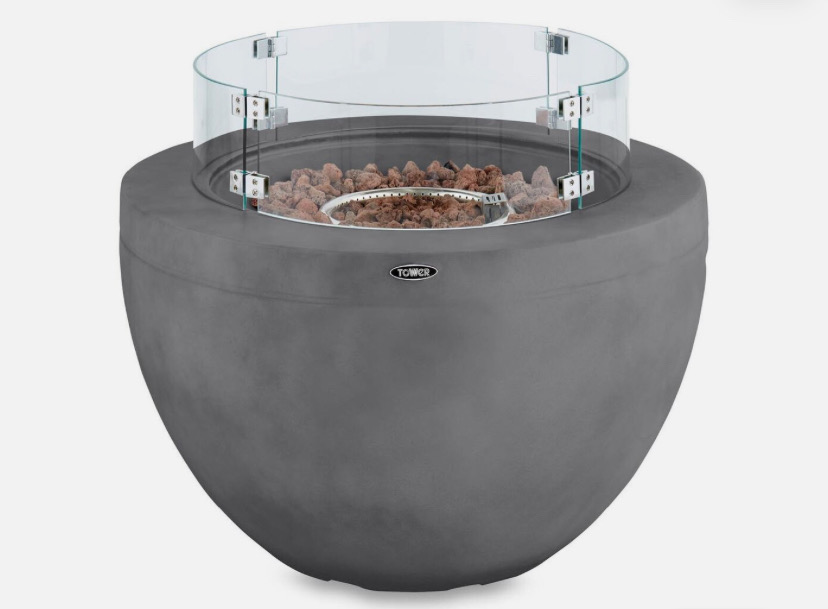 Tower Magna Gas Fire Pit With Smokeless Flame, Round, Magnesium Oxide