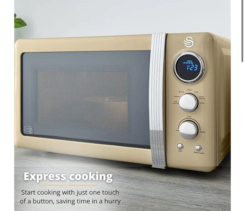 Swan Sm22030lcn Retro Led Digital 20l 800w Microwave - Cream