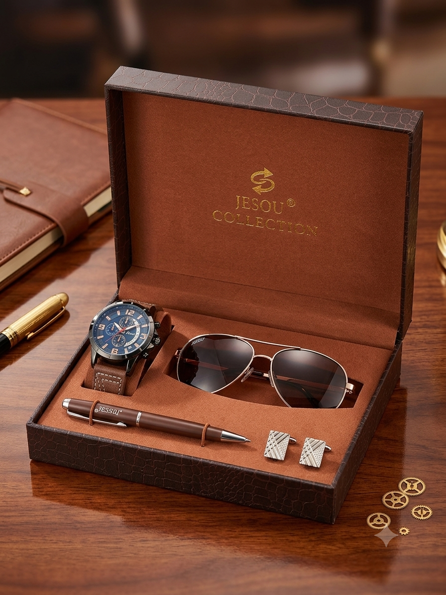 JESOU Men's Watch &amp; Accessories Gift Set - 5 Pcs
