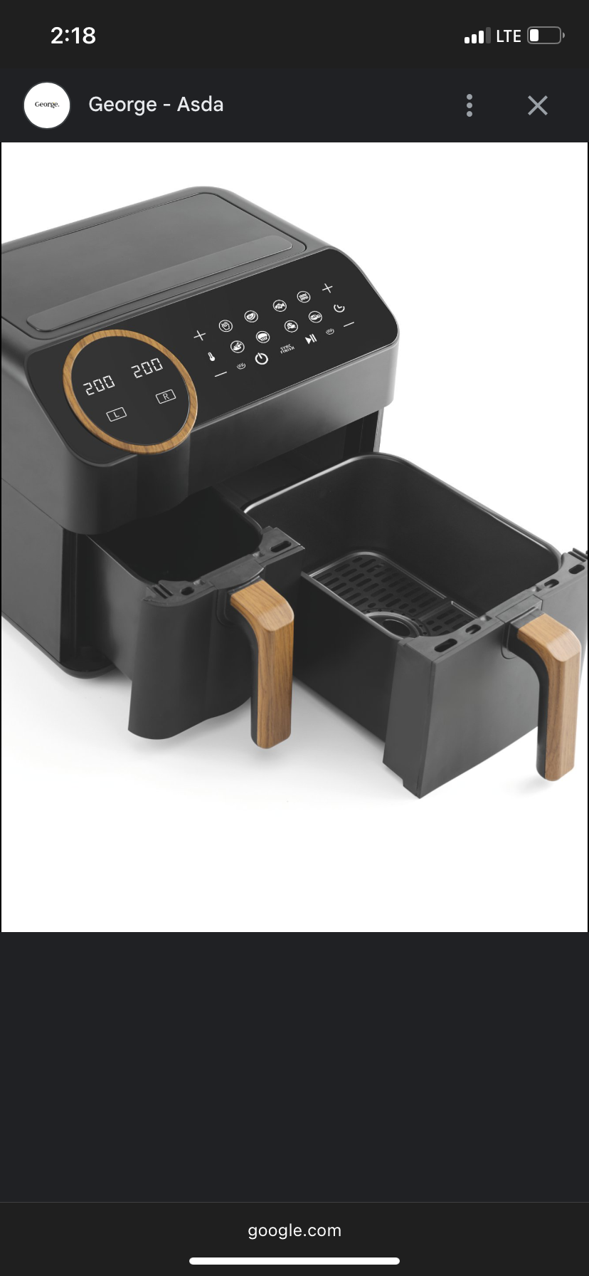 George Home 9.5 Litre Black Digital Air Fryer