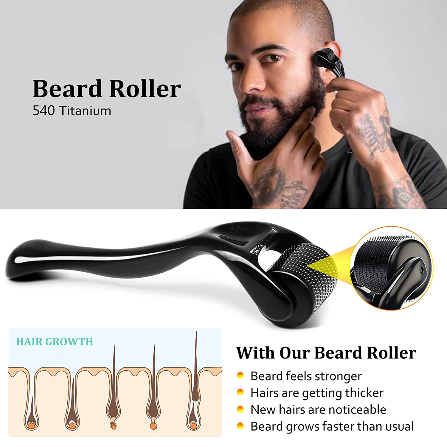 Derma Roller 0.5mm Microneedle – Hair &amp; Skin Treatment Tool