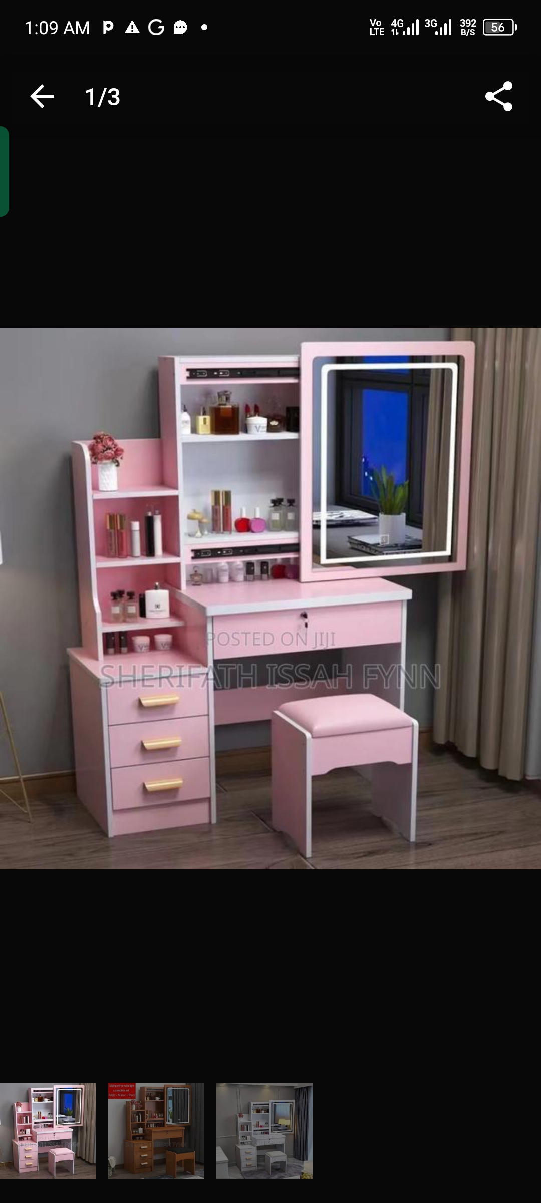 Elegant Wooden dressing Table With Led Mirror