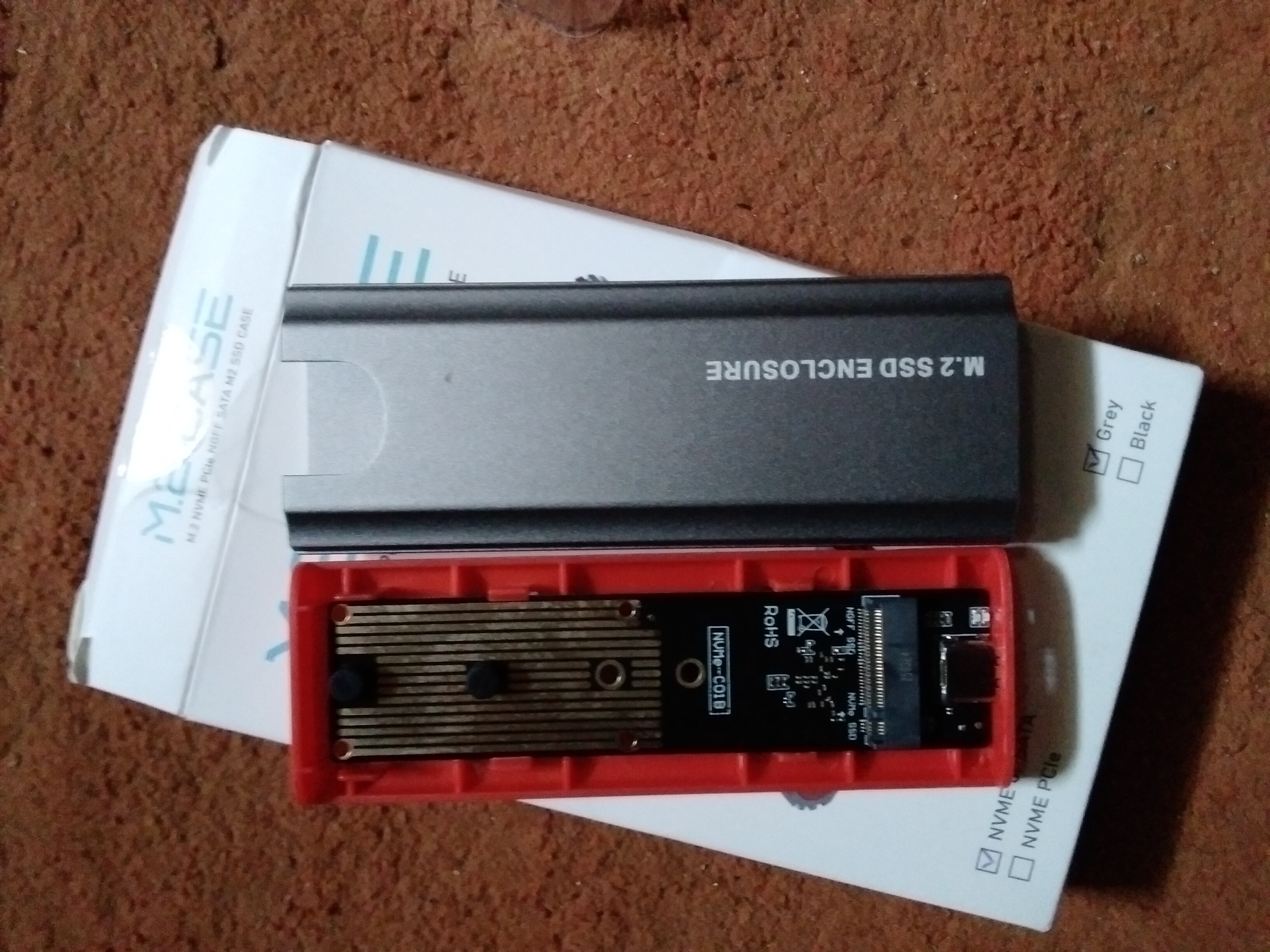 M.2 NVMe PCIe SSD Enclosure USB 3.1 Grey Case