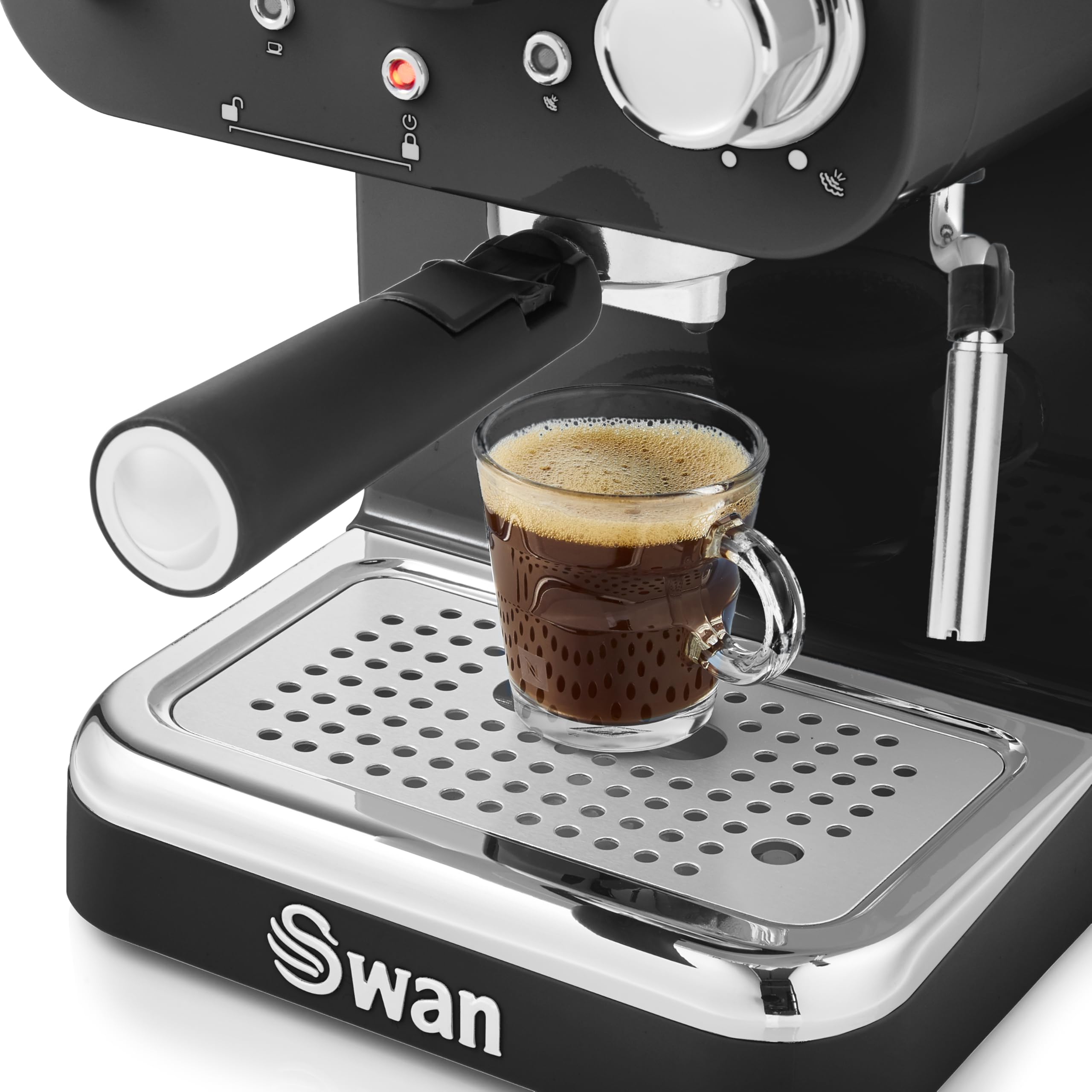 Swan Retro Espresso Coffee Machine With Milk Frother