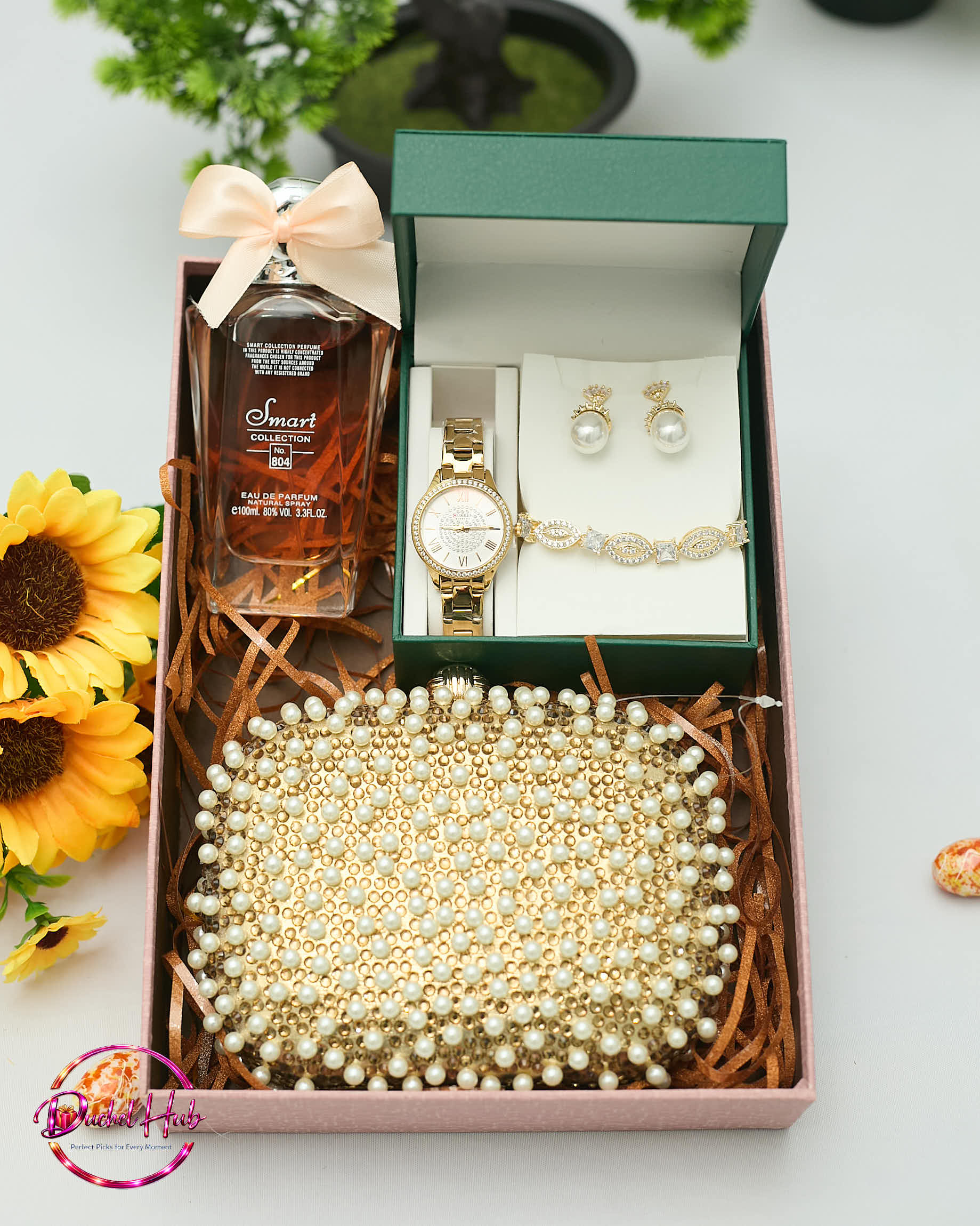 Elegant Women’s Gift Set: Watch, Pearl Bag &amp; Jewelry