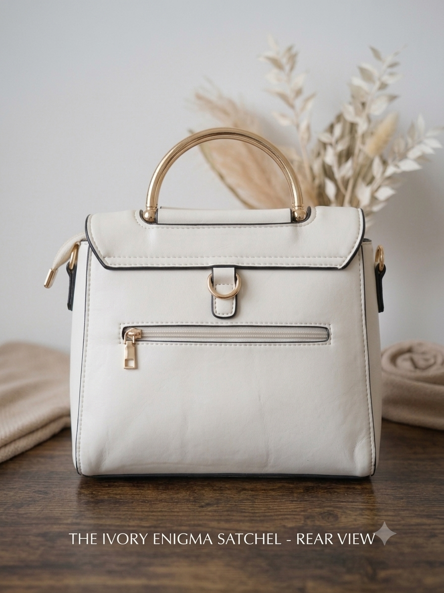 Ivory Enigma Satchel - Chic Top Handle Crossbody Bag