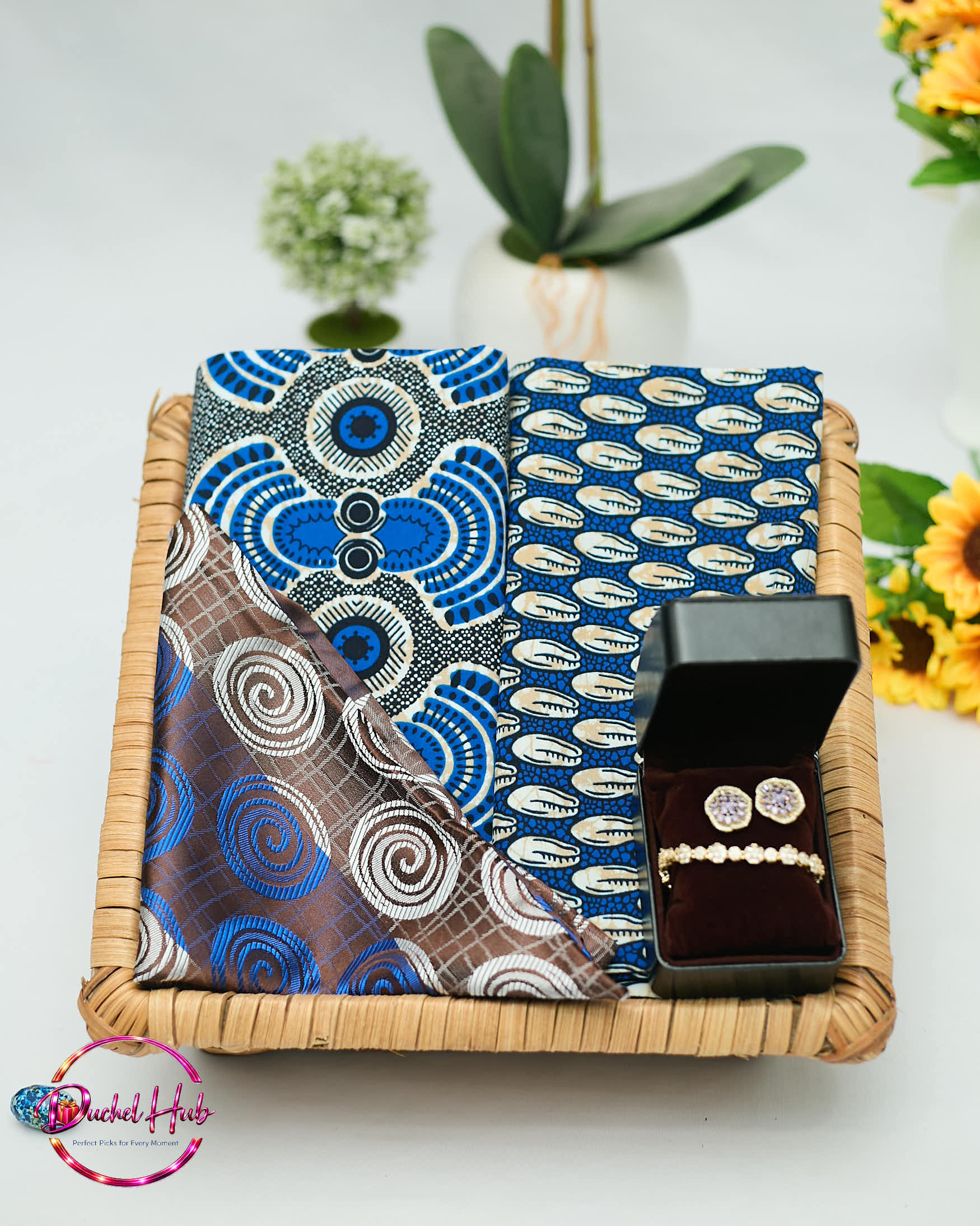 Premium African Fabric Gift Set with Elegant Jewelry