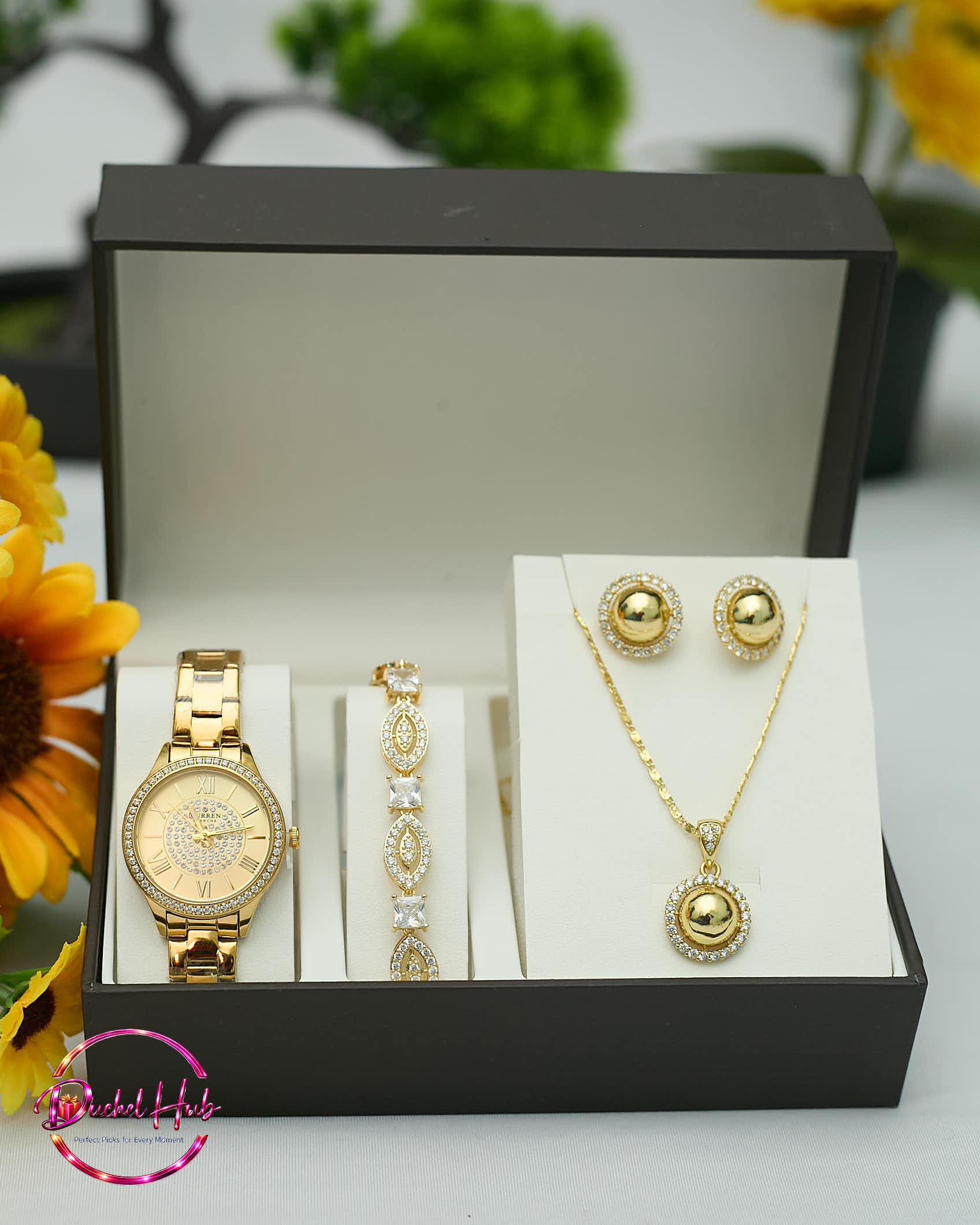 Elegant Women’s Watch &amp; Jewelry &amp; body Fragrance Gift Set