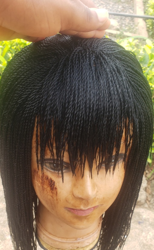 Hand-Braided Micro Twist Bob Wig with Bangs