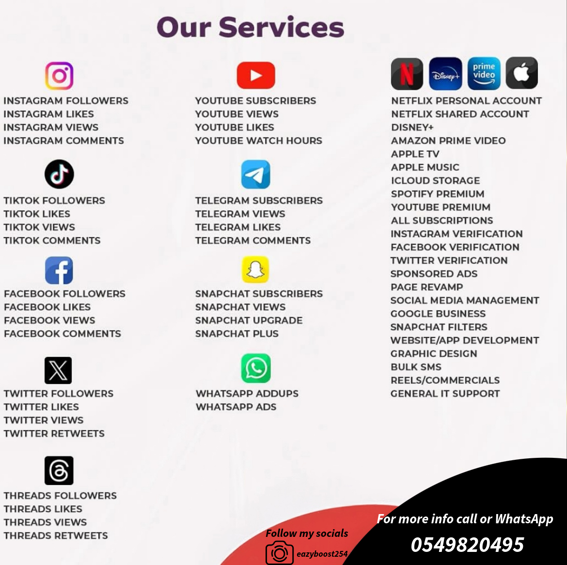 SOCIAL MEDIA LIKES AND FOLLOWERS