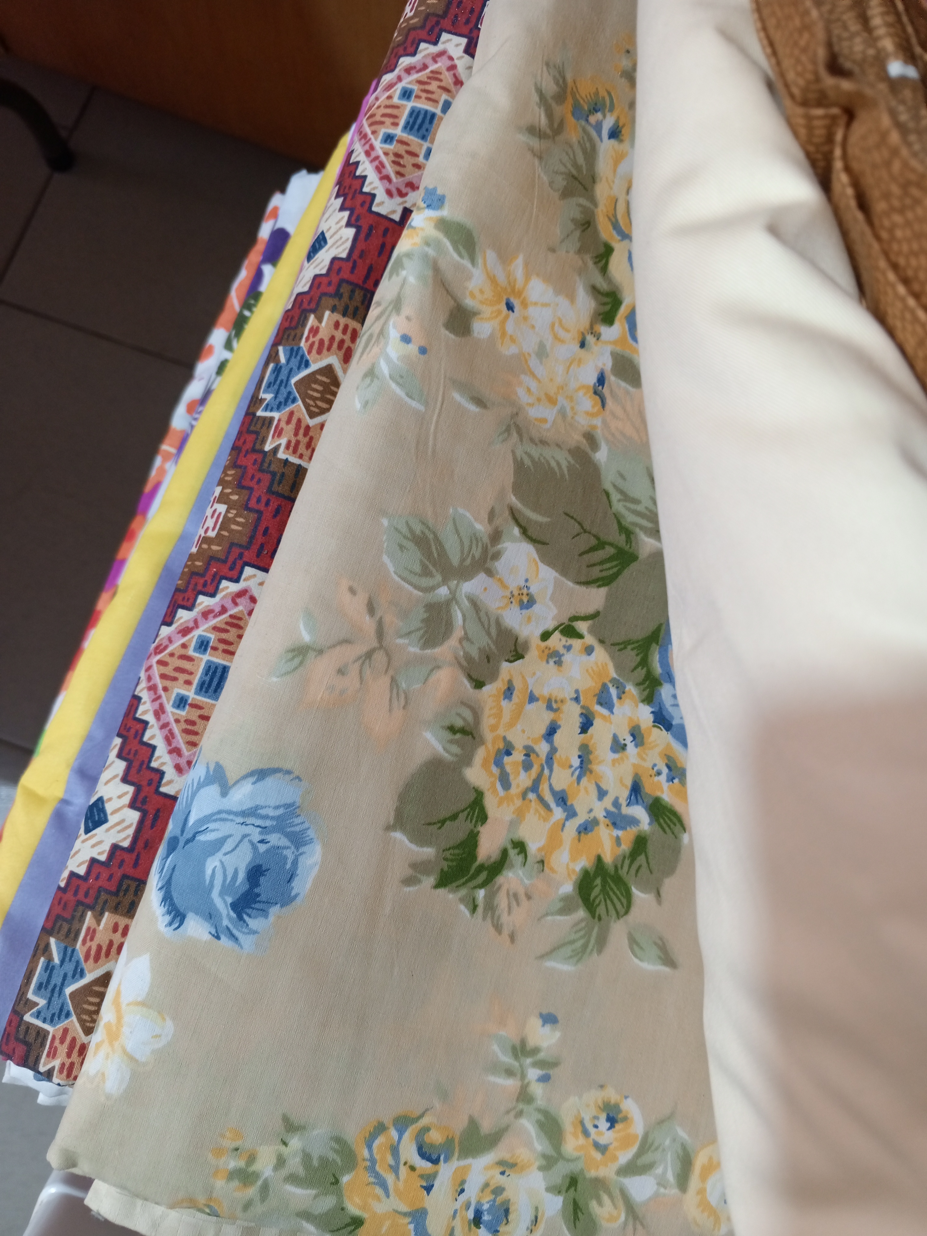 Vibrant Red Blue Geometric Tribal Fabric for Bed &amp; Bath