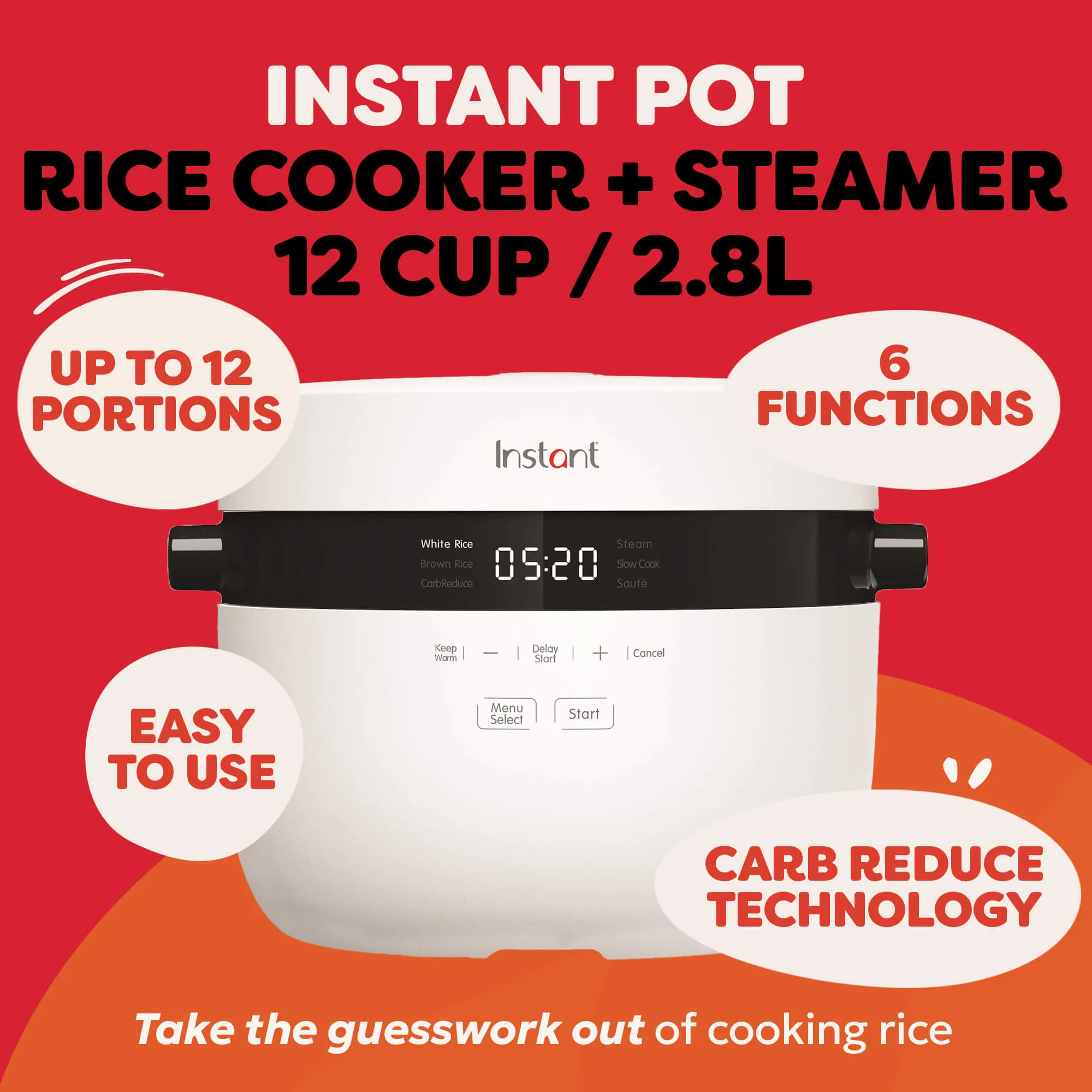 Instant Pot Rice Cooker + Steamer 12 Cup / 2.8L