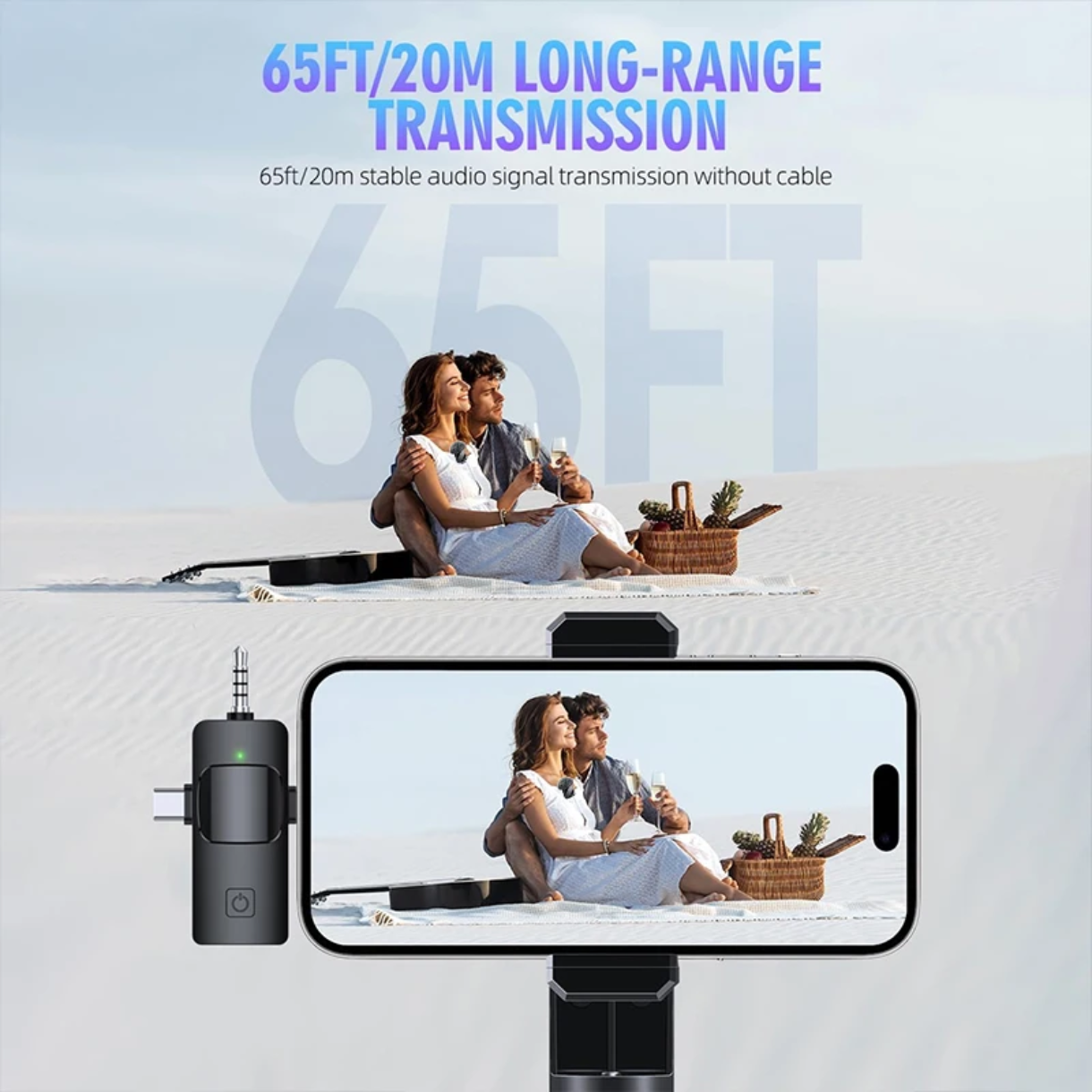 F11-2 Wireless Microphone Dual TX, Vlog Mic for iPhone/Android and Cameras