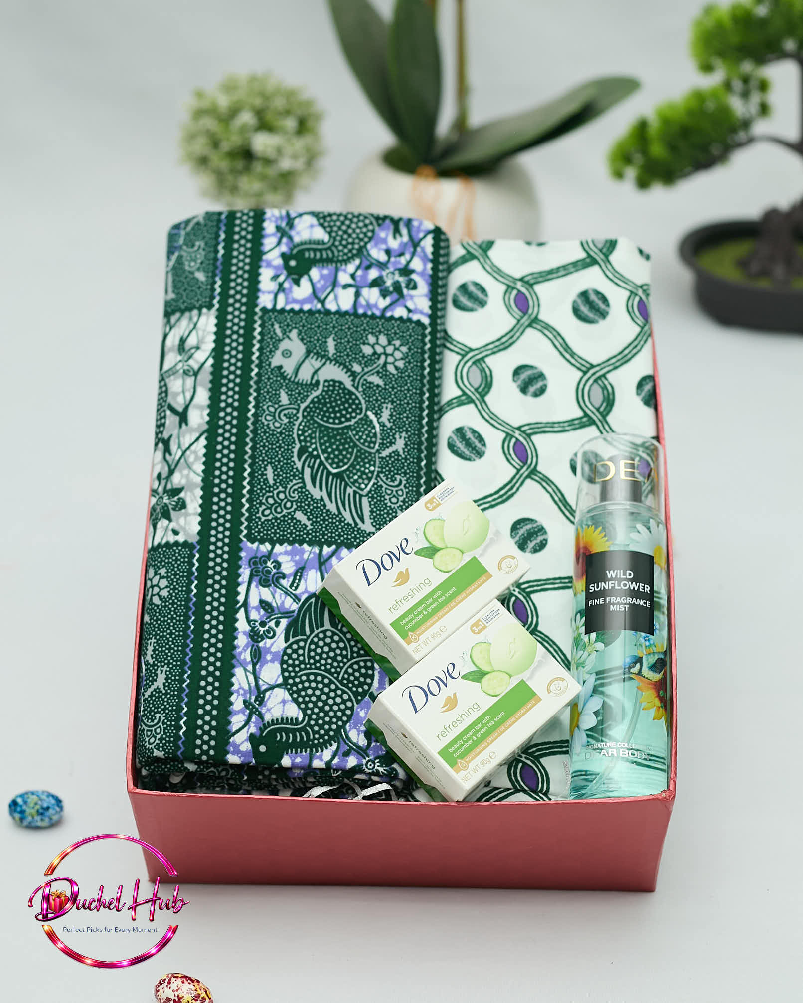 Luxury Gift Set: Ankara Fabric, Fragrance &amp; Jewelry/Beauty bar soap