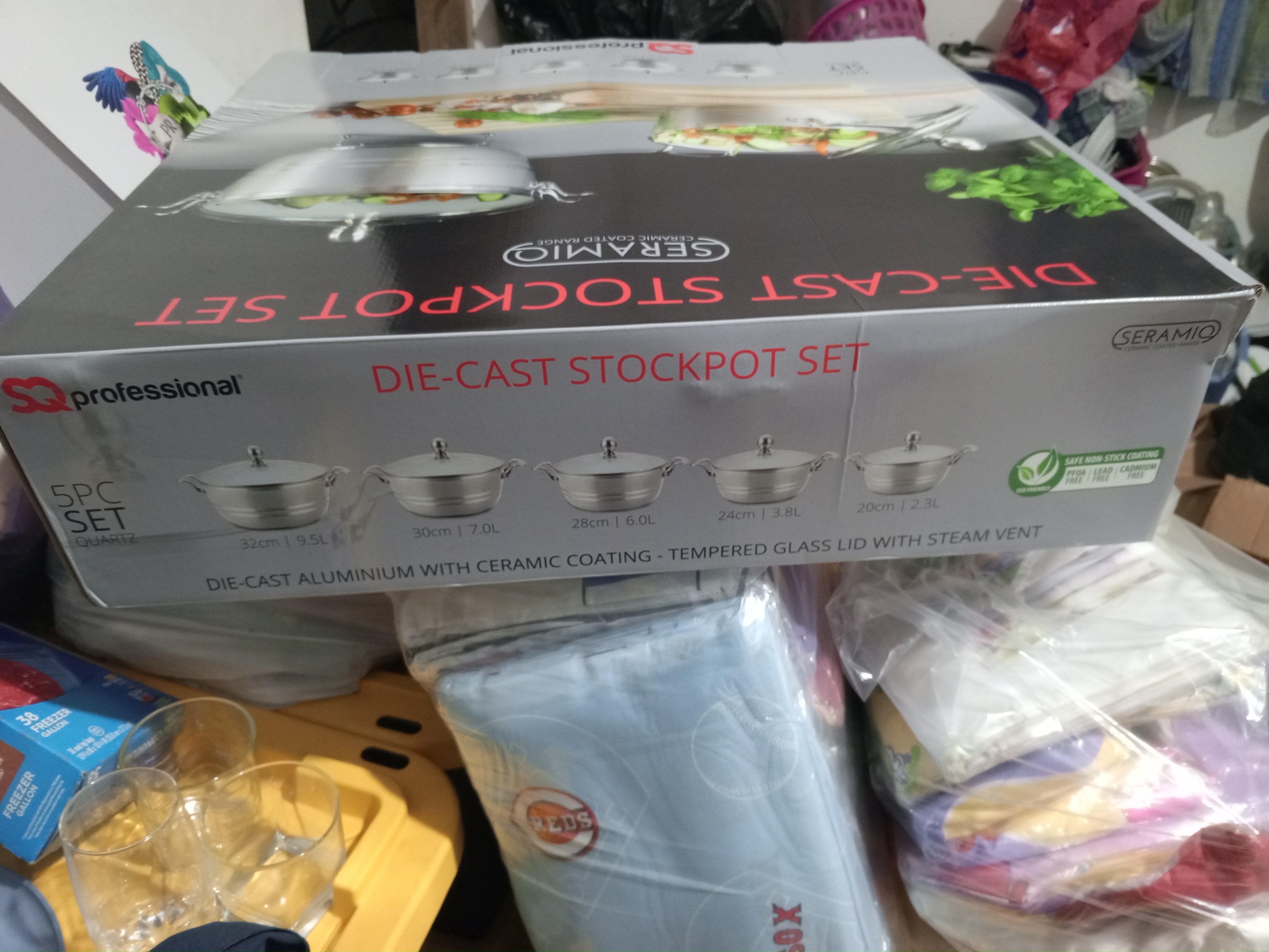 SQ Professional 5PC Die-Cast Ceramic Stockpot Set