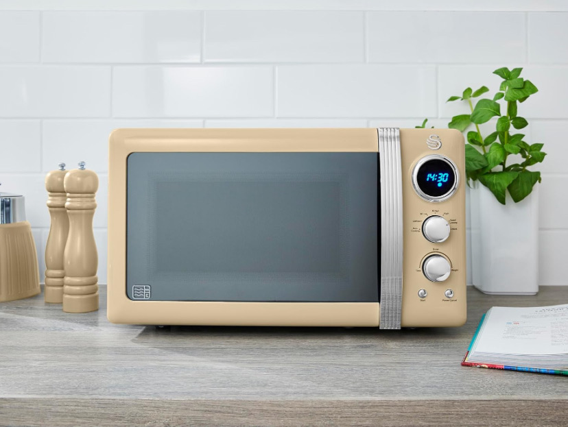 Swan Sm22030lcn Retro Led Digital 20l 800w Microwave - Cream