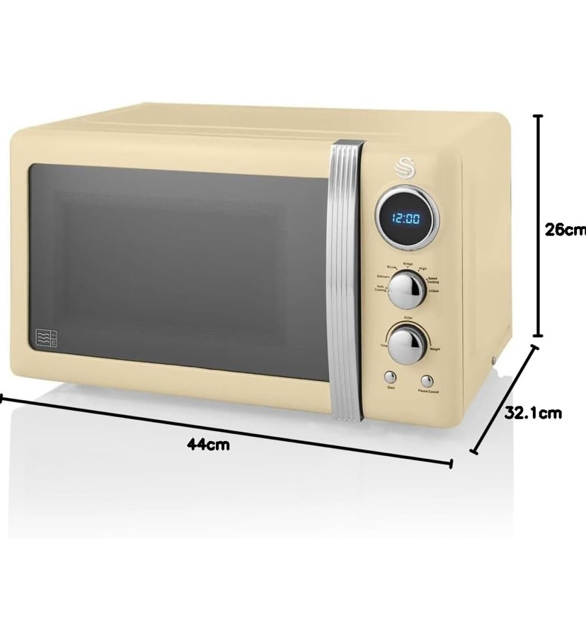 Swan Sm22030lcn Retro Led Digital 20l 800w Microwave - Cream