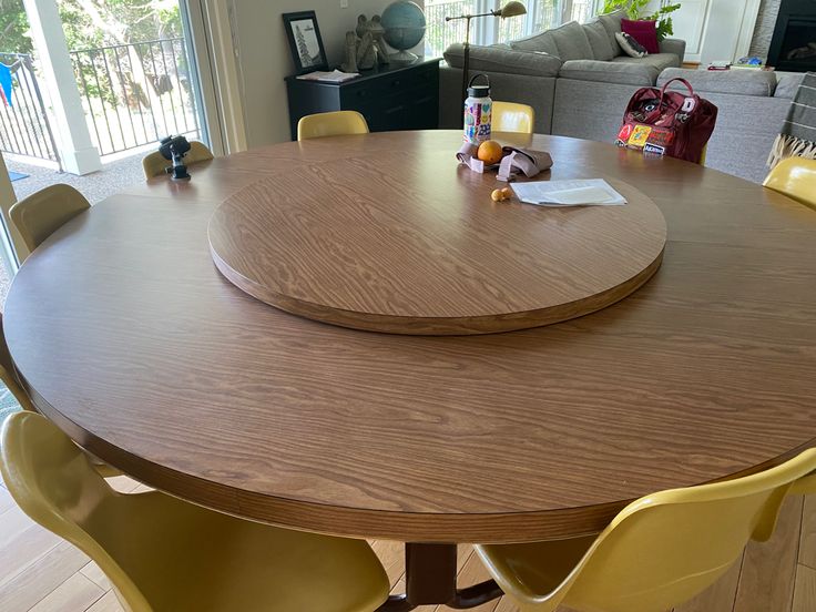 Luxury 6-Seater Marble Top Dining Table Set - Round Rotating Center