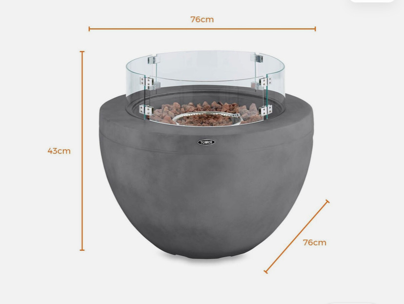 Tower Magna Gas Fire Pit With Smokeless Flame, Round, Magnesium Oxide