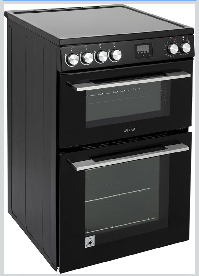 Willow Wdoc60tbl 60cm Electric Double Oven Cooker With Ceramic Hob
