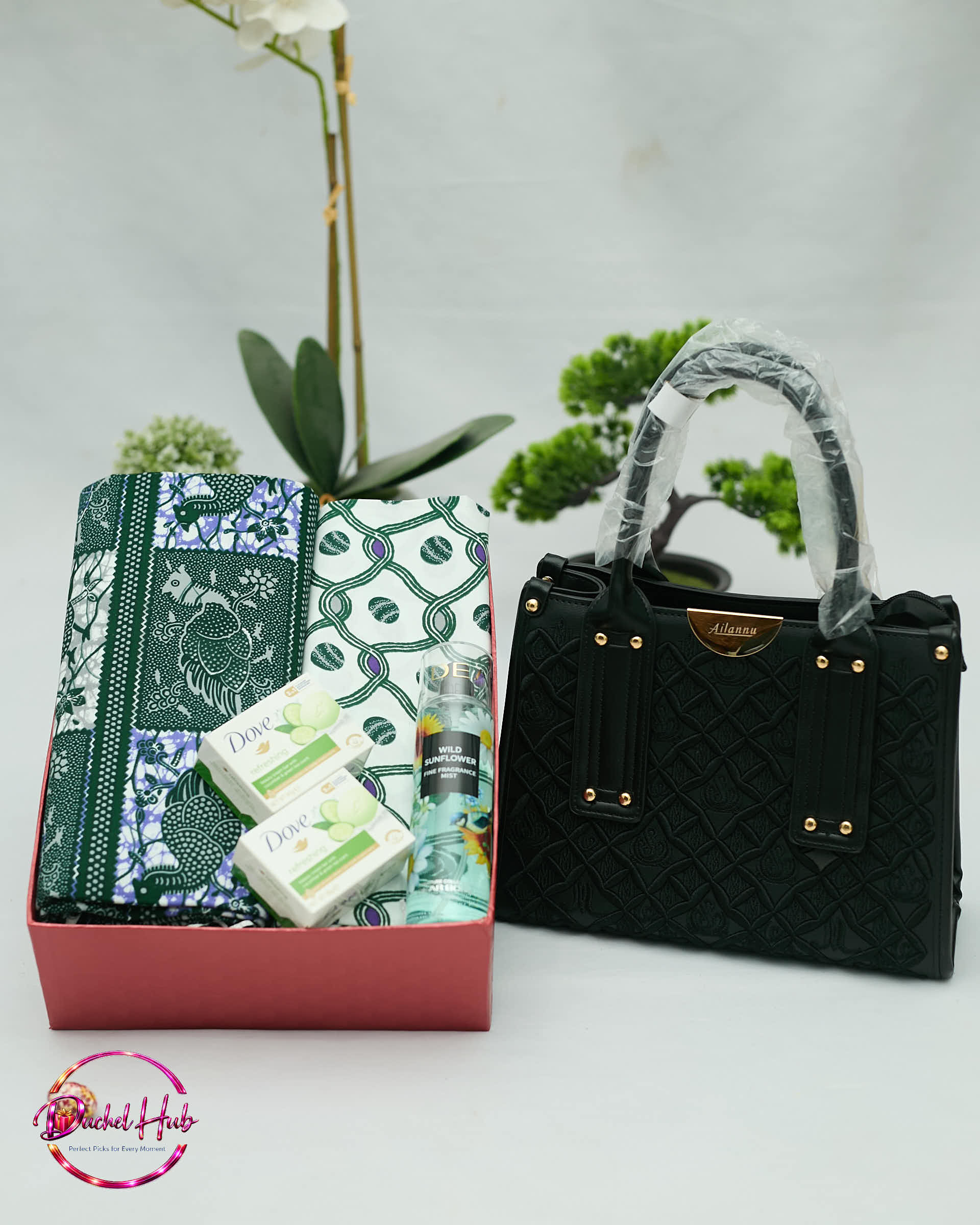 Luxury Women’s Fabric Gift Set with Jewelry and Watch