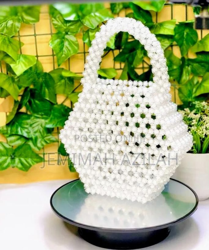 Handmade Elegant White Beaded Handbag | Unique Artisan Craft